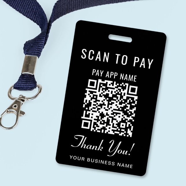Badge Code QR de paiement noir (Scan to Pay 2 Payment QR Codes Social Media Badge)