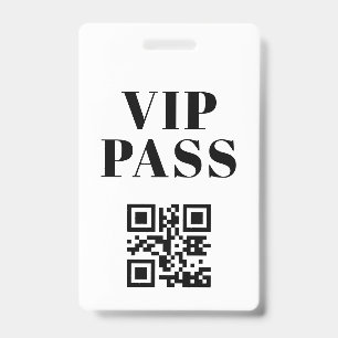 Badge code QR de passeport VIP minimaliste moderne