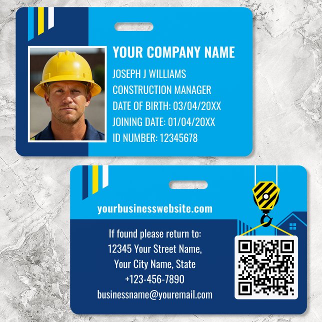 Badge Code QR de travail d'identification de constructio (Créateur téléchargé)