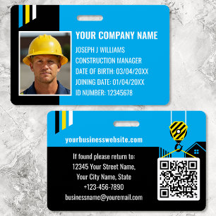 Badge Code QR de travaux d'identification de constructio