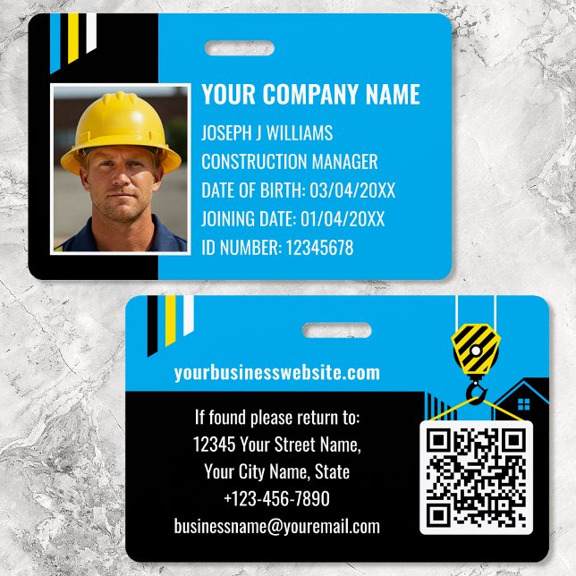 Badge Code QR de travaux d'identification de constructio (Créateur téléchargé)