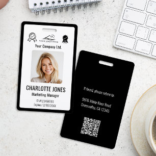 Badge Code QR d'employé de logo d'entreprise personnalis