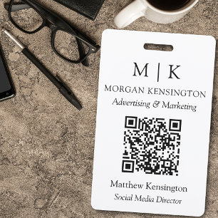 Badge Code QR d'entreprise avec monogramme ou ajout de l