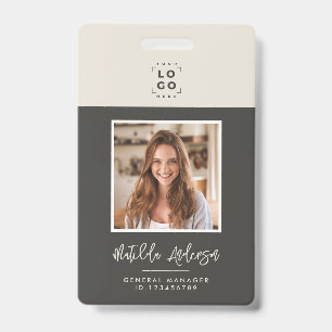 Badge Code QR gris beige moderne photo minimale abstrait