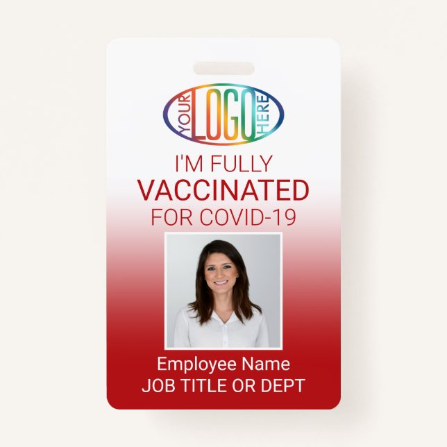 Badge Code QR Logo Identifiant photo Casse-vaccin Rouge (Devant)