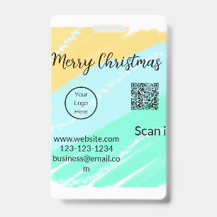 Badge code QR Noël joyeux affaires jaune vert wate