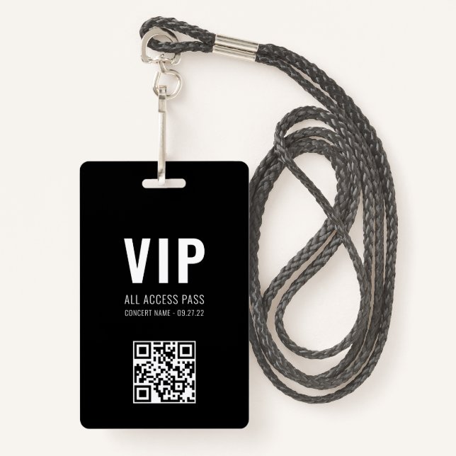 Badge Code QR personnalisé Carte VIP VIP tout accès (Devant avec lanière)