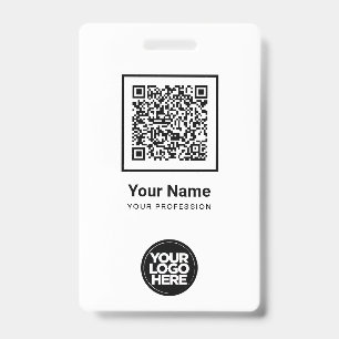 Badge Code Qr personnalisé employé Code barre Logo Nom