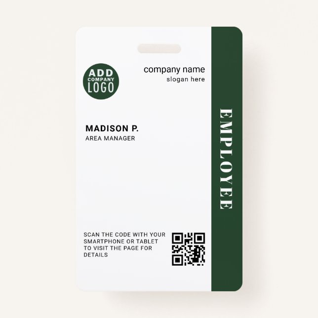 Badge Code QR personnalisé ID employé de l'entreprise (Devant)