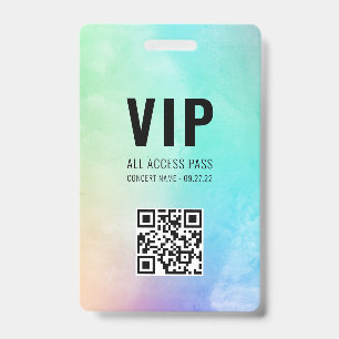 Badge Code QR personnalisé Pastel Rainbow VIP All Access