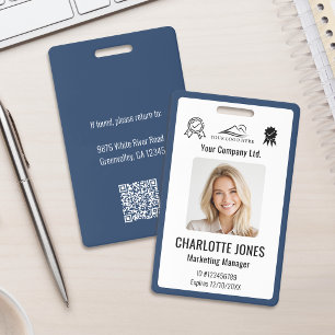 Badge Code QR personnalisé pour employés avec logo d'ent