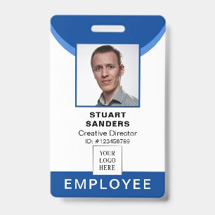 Badge Code QR photo bleu de carte d'identité employé