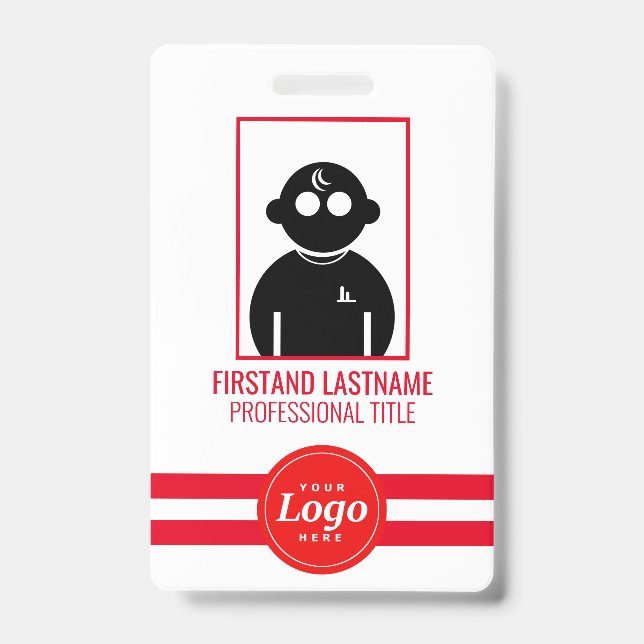 Badge Code QR rouge - Insigne employé V1 (Face)