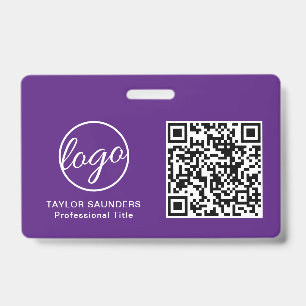 Badge Code QR simple et violet ID employé