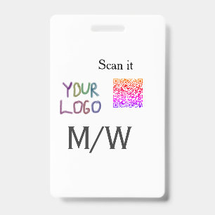 Badge Code QR simple minimaliste ajouter un logo nom de
