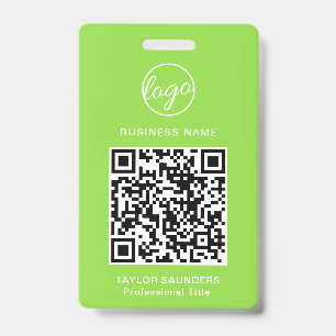 Badge Code QR vert citron simple d'identité d'employé