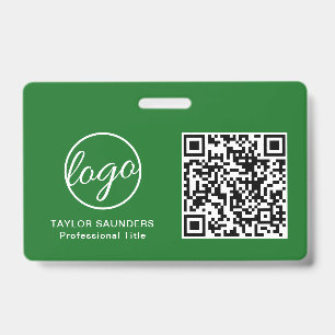 Badge Code QR vert simple ID employé