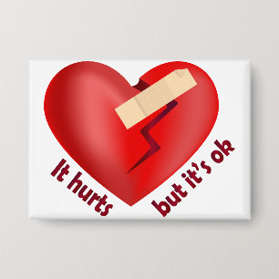 Badge Coeur brisé guéri avec patch et citation de vie
