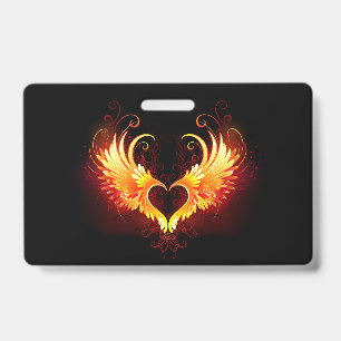 Badge Cœur d'ange de feu avec des ailes