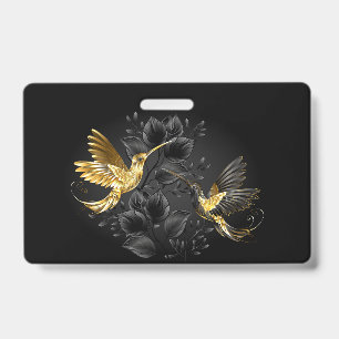 Badge Colibri noir et or
