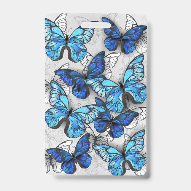 Badge Composition de papillons blancs et bleus (Avant)
