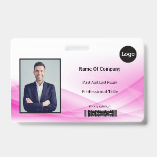 Badge Conception de vague rose Photo Identification ID