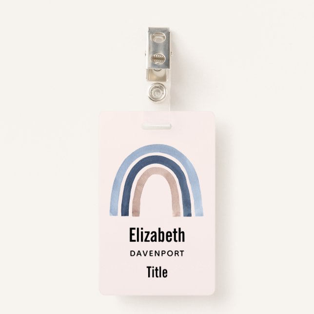 Badge Conception du Boho bleu et arc-en-ciel de pêche (Devant avec clip)