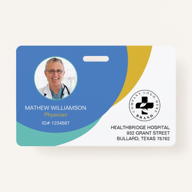 Badge Conception du cercle bleu| ID photo et logo Médica (Devant)