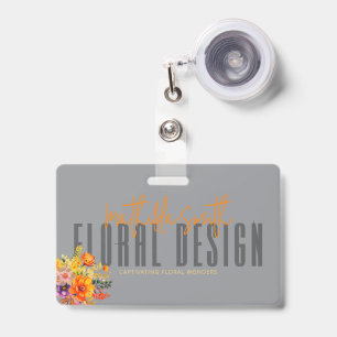 Badge Conception Florale Sophistiquée Fleurs Grises Oran