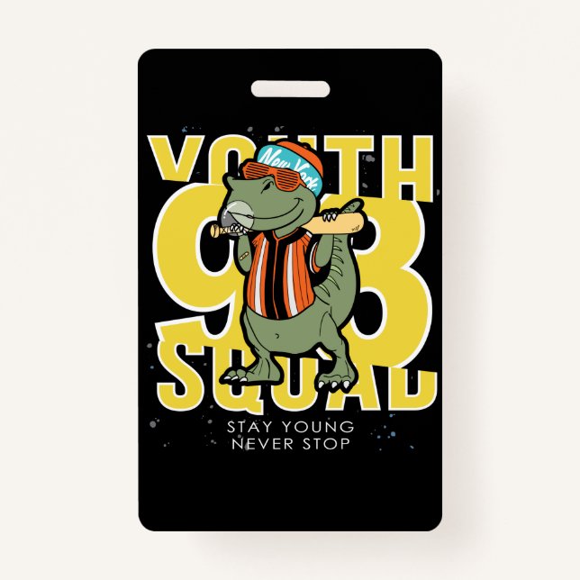 Badge conception vectorielle du dinosaure cool dessiné à (Devant)