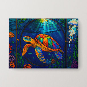 Badge Conception vibrante de tortue marine en verre colo