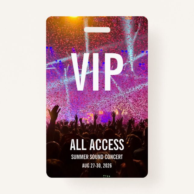 Badge Concert de carte d'accès VIP All (Devant)