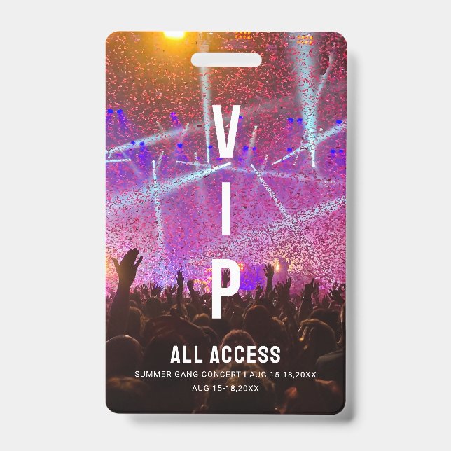 Badge Concert de carte d'accès VIP All (Face)