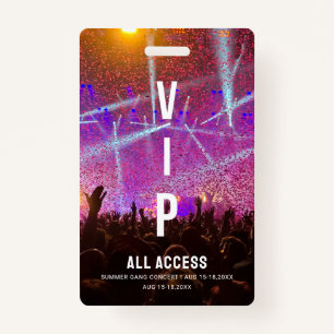Badge Concert de carte d'accès VIP All