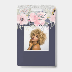 Badge Concevez votre propre papeterie florale rose girly