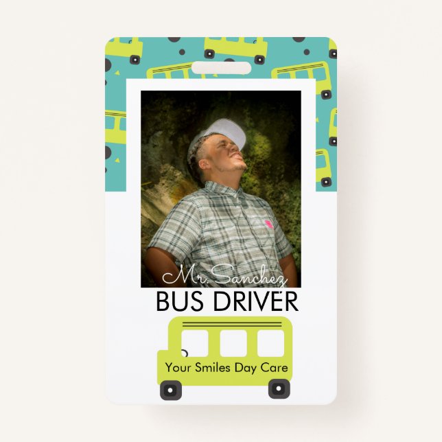 Badge Conducteur de bus scolaire Garde de jour Confetti  (Devant)