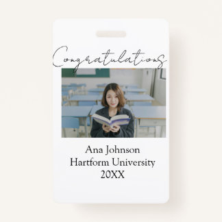 Badge Congratulations photo graduate name university yea