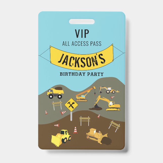 Badge Construction Camions Thème du site Anniversaire Fê (Avant)