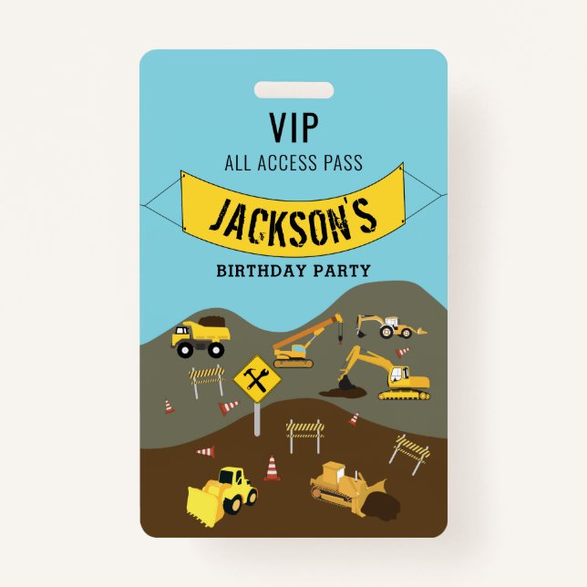 Badge Construction Camions Thème du site Anniversaire Fê (Devant)