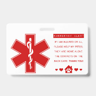 Badge contacts d'urgence pour animaux de compagnie