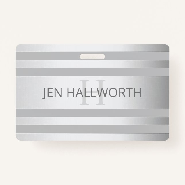 Badge Contemporain Faux Argent Ombre Gris (Devant)