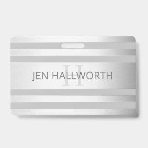 Badge Contemporain Faux Argent Ombré Rayures & Gris