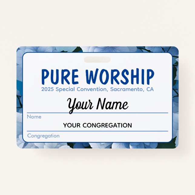Badge Convention spéciale Pure Worship 2025 | Nom JW (Devant)