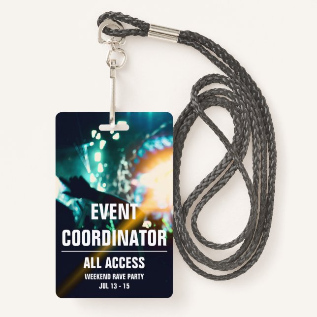 Badge Coordinateur d'événement personnalisé Carte de con (Devant avec lanière)