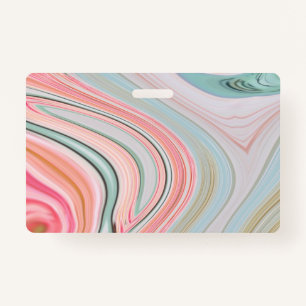Badge corail rose rousse menthe marbre vert tourbillons