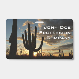 Badge Coucher de soleil Saguaro II Paysage du désert d'A
