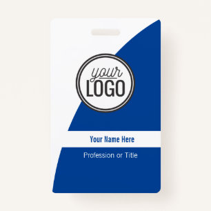 Badge Couleur courbe personnaliséeBloc bleu foncé Profes