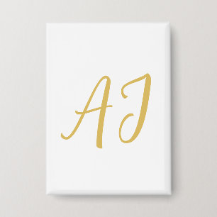 Badge Couleur Or Monogramme Initiale Classique Professio