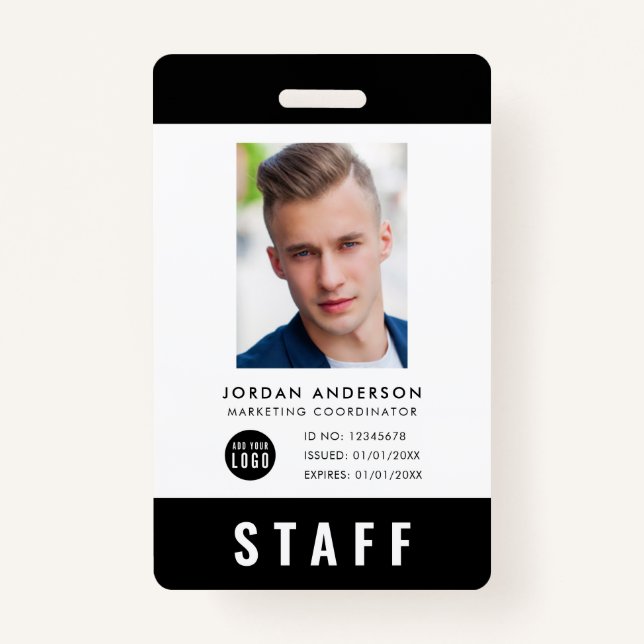 Badge Couleur personnalisée Ajouter le logo Photo STAFF  (Devant)
