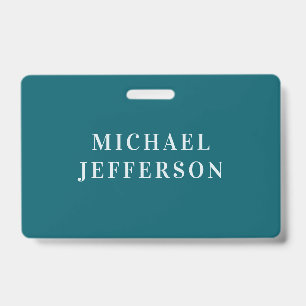 Badge Couleur sarcelle foncée uni chic personnalisée sur